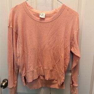 aerie Peach Waffle Knit Pullover